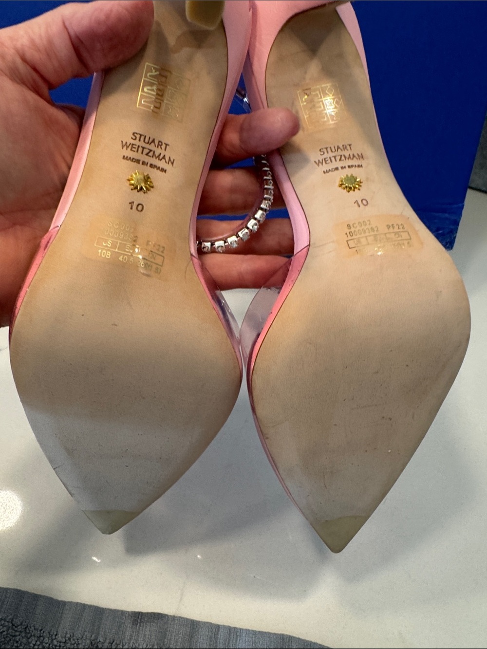 Stuart Weitzman Pink Crystal-Ankle PVC Pointed-Toe Pumps 10 - Picture 10 of 10